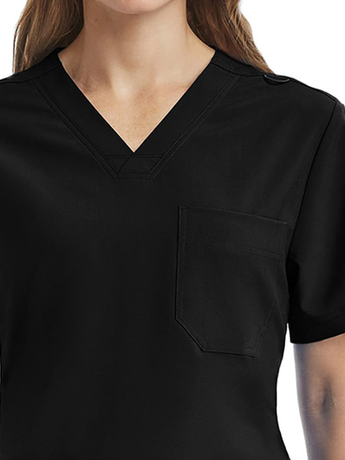 Unisex Three-Pocket V-Neck Scrub Top - SJ503 - Black