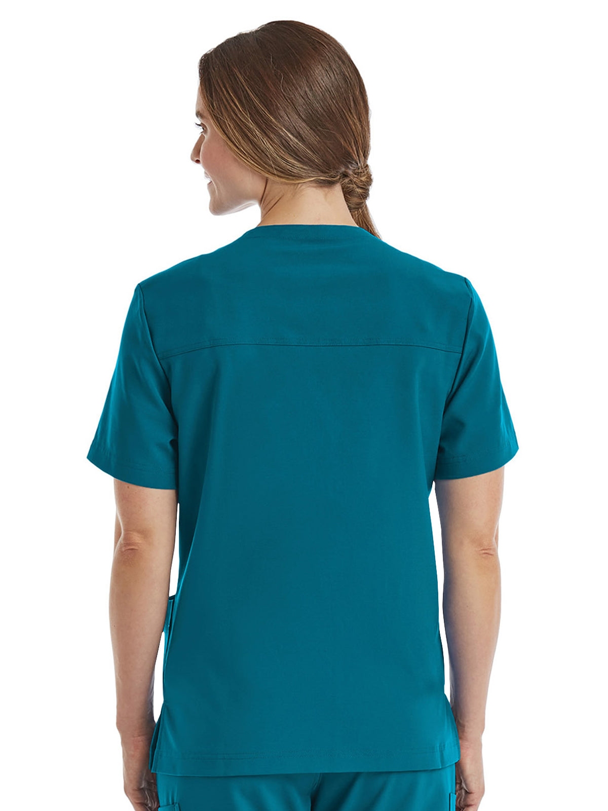 Unisex Three-Pocket V-Neck Scrub Top - SJ503 - Caribbean