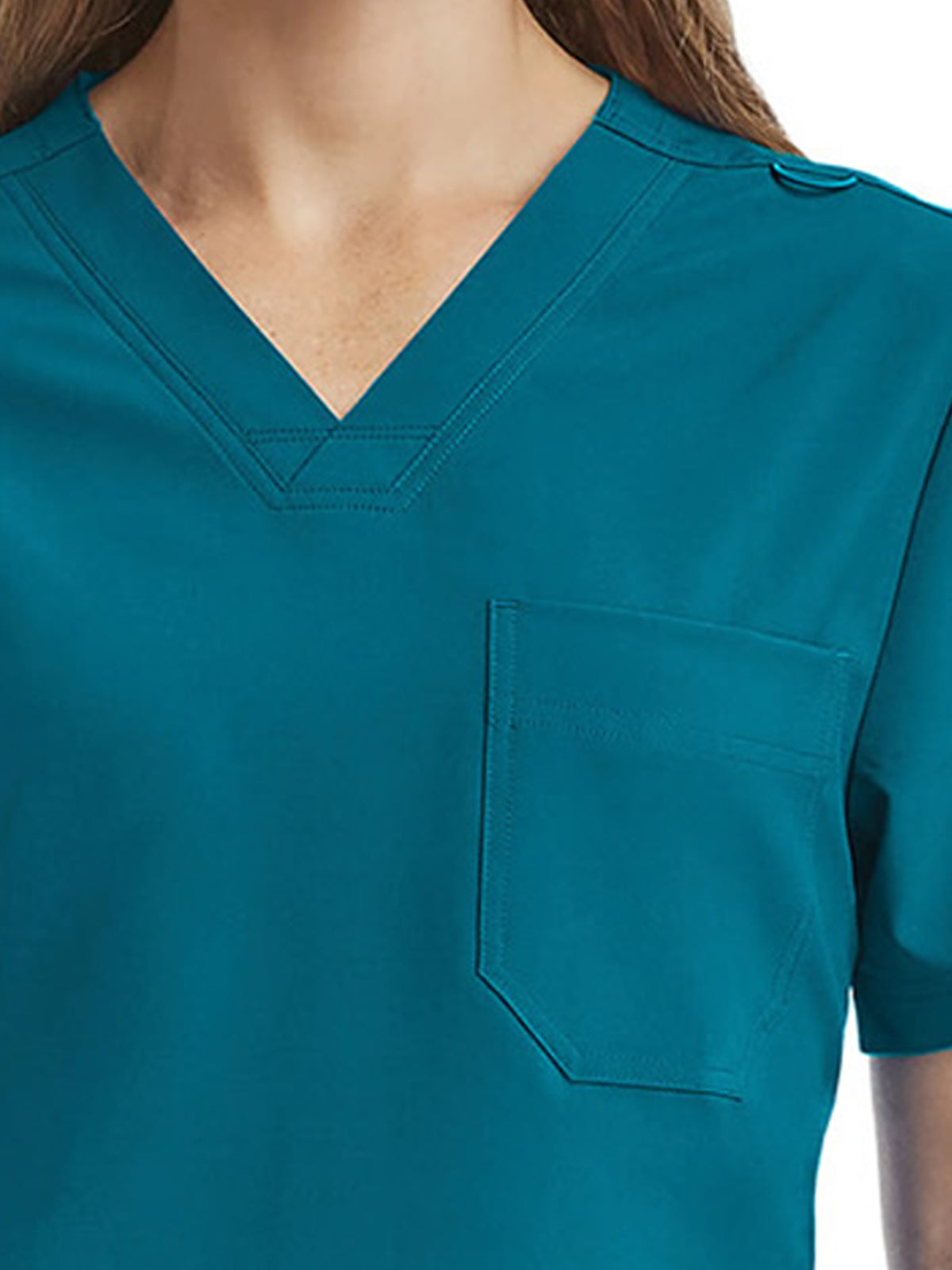 Unisex Three-Pocket V-Neck Scrub Top - SJ503 - Caribbean