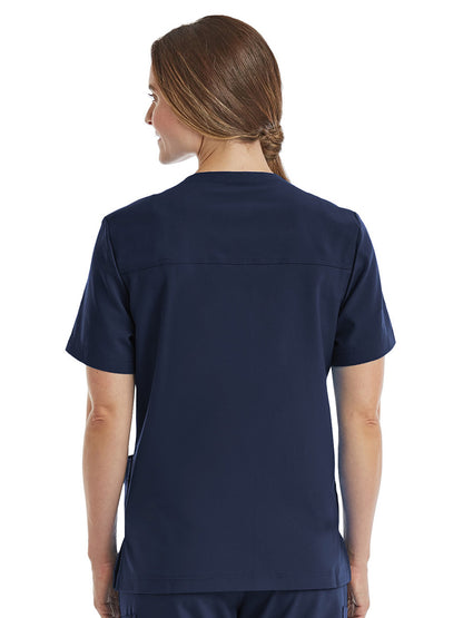 Unisex Three-Pocket V-Neck Scrub Top - SJ503 - Navy