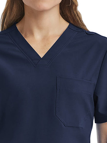 Unisex Three-Pocket V-Neck Scrub Top - SJ503 - Navy