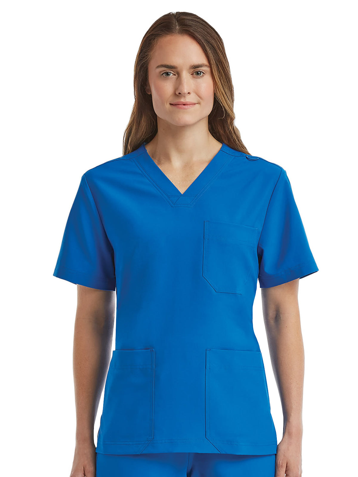 Unisex Three-Pocket V-Neck Scrub Top - SJ503 - Royal Blue