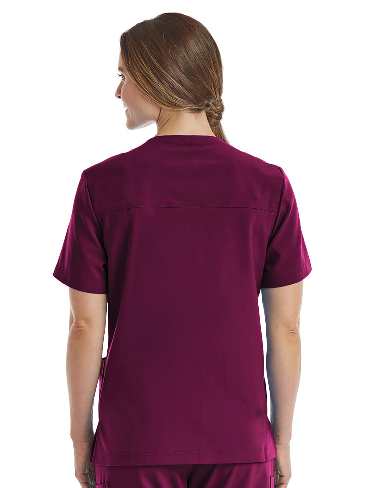 Unisex Three-Pocket V-Neck Scrub Top - SJ503 - Wine