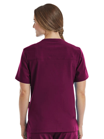 Unisex Three-Pocket V-Neck Scrub Top - SJ503 - Wine