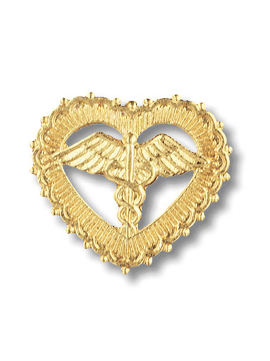 Caduceus in Filigreed Heart Cloisonne Pin - 1010 - Standard