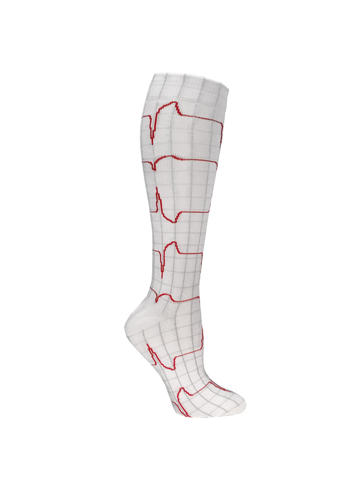 Unisex 12" Premium Knit Compression Socks - 386 - Heartbeat EKG