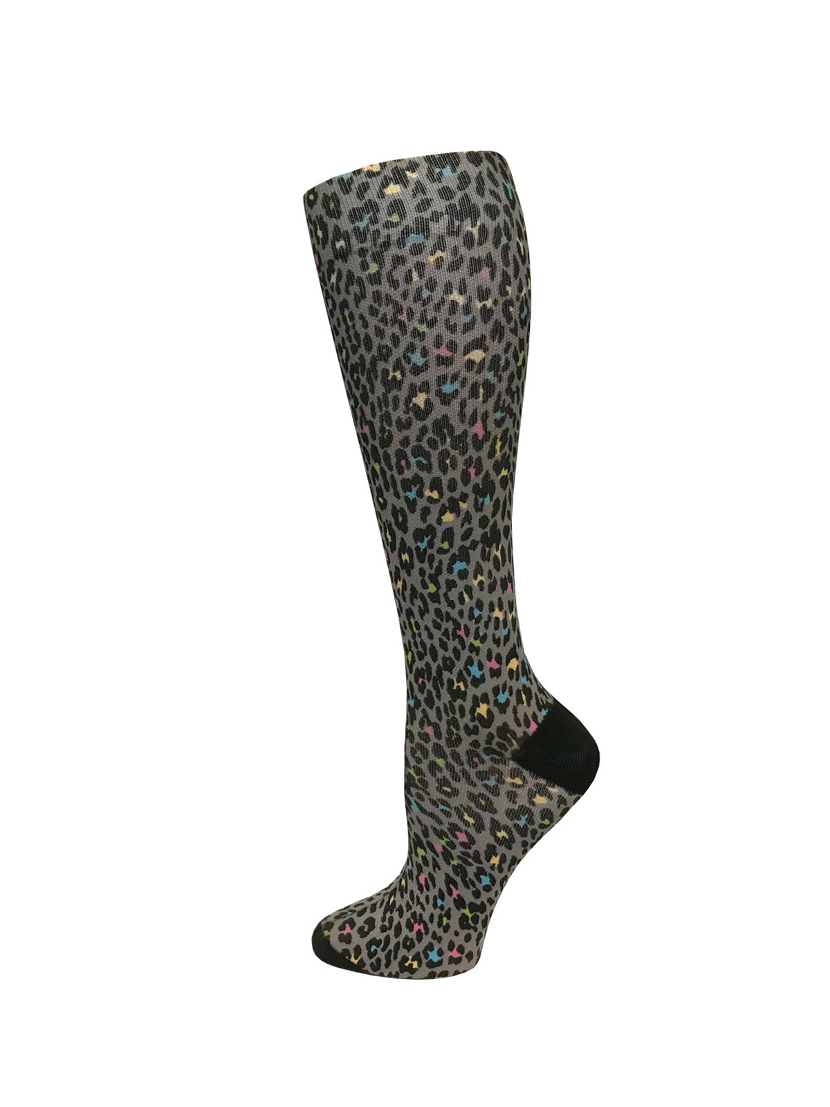 Unisex 12" Soft Comfort Compression Socks - 387 - Leopard Print Grey