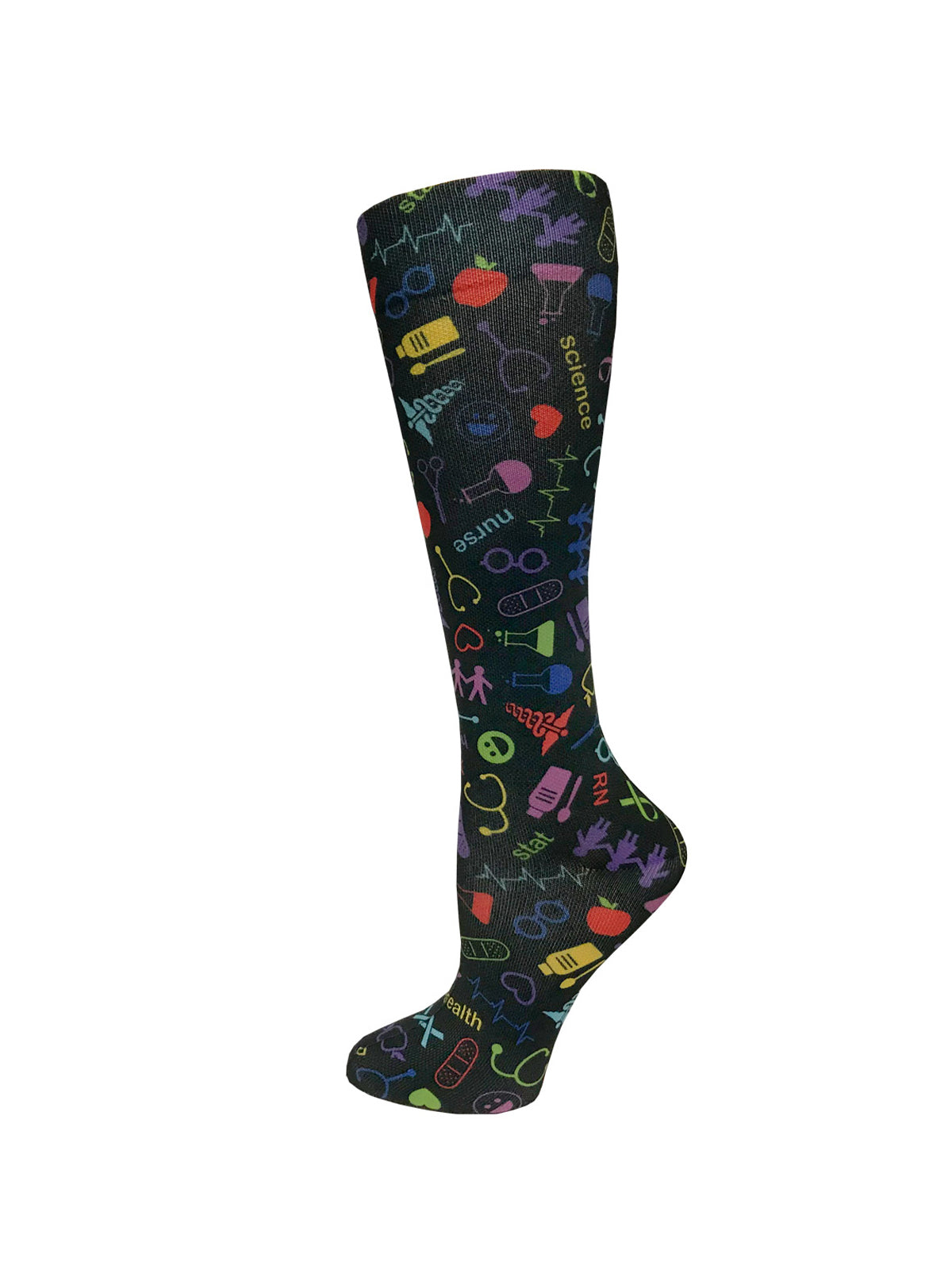 Unisex 12" Soft Comfort Compression Socks - 387 - Medical Symbols Black