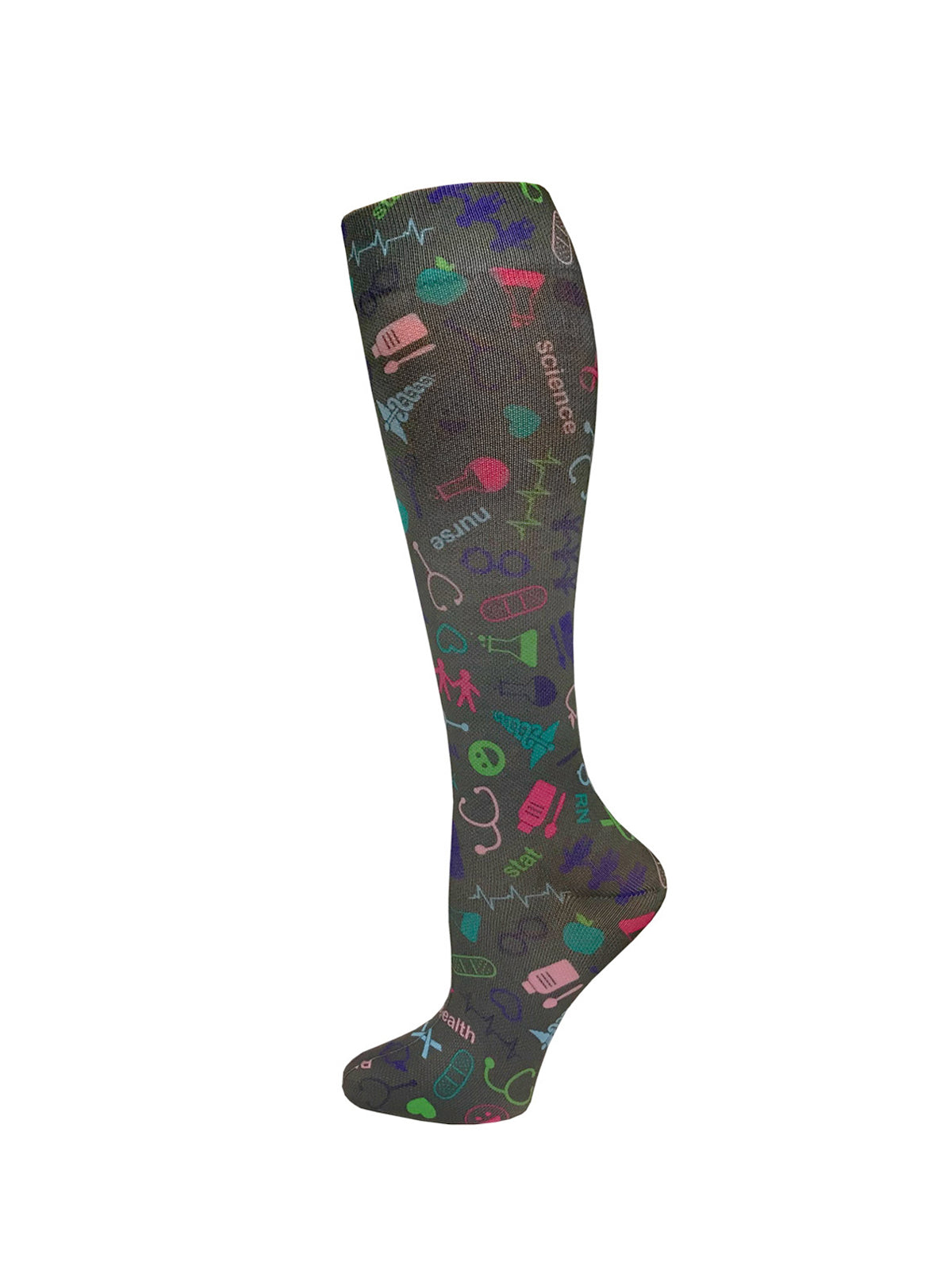 Unisex 12" Soft Comfort Compression Socks - 387 - Medical Symbols Pewter