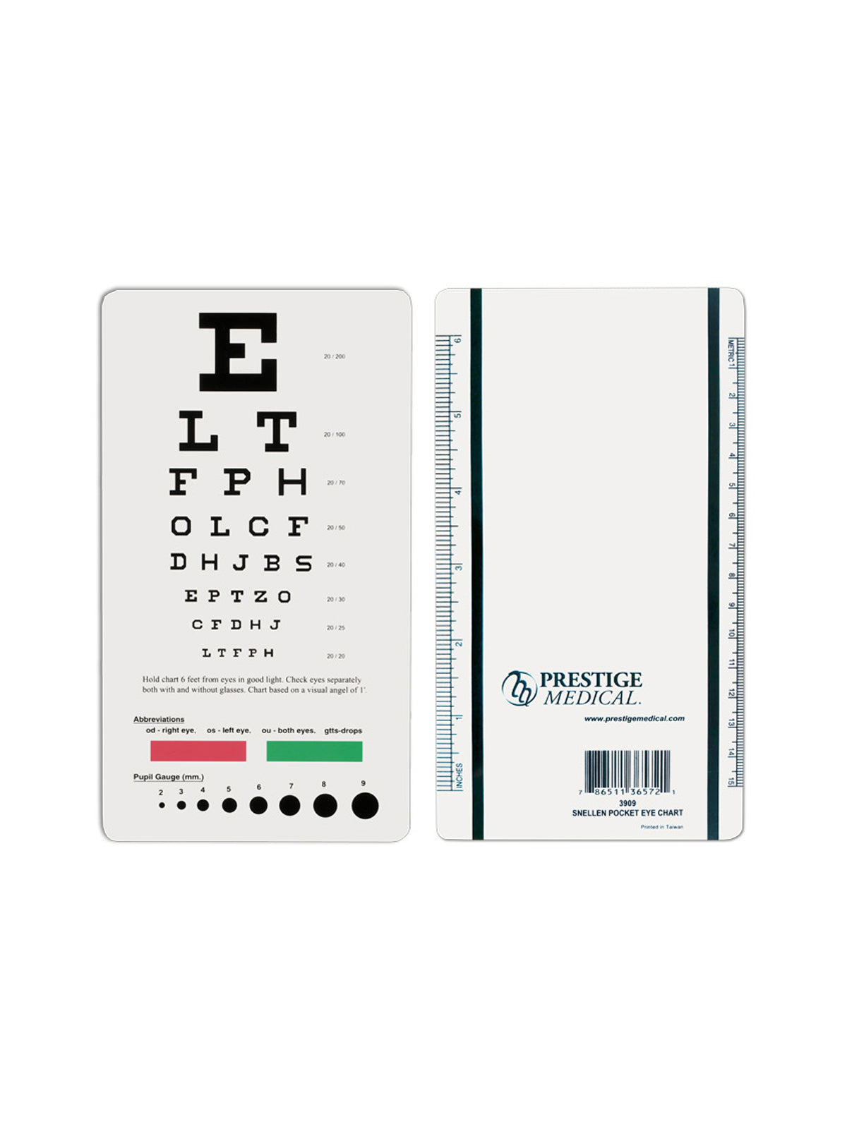 Snellen Pocket Eye Chart - 3909 - Standard