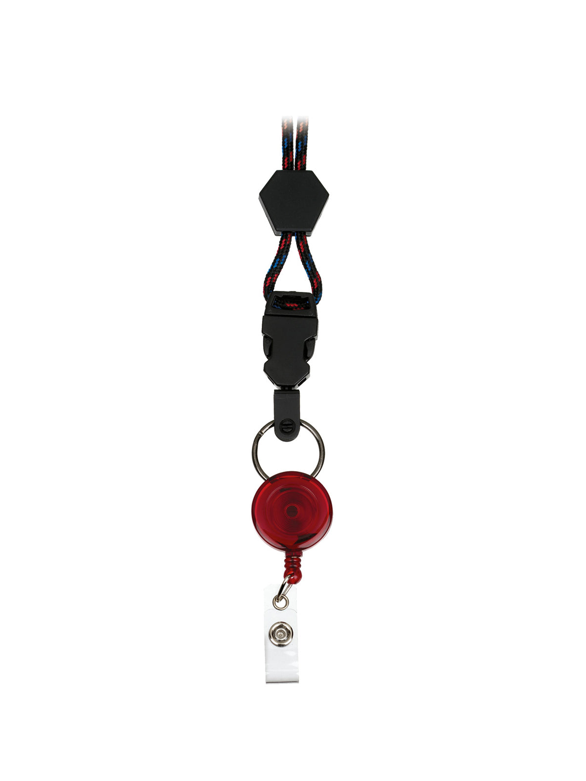 Retractable Neck Lanyard - 6053 - Black/Red/Blue