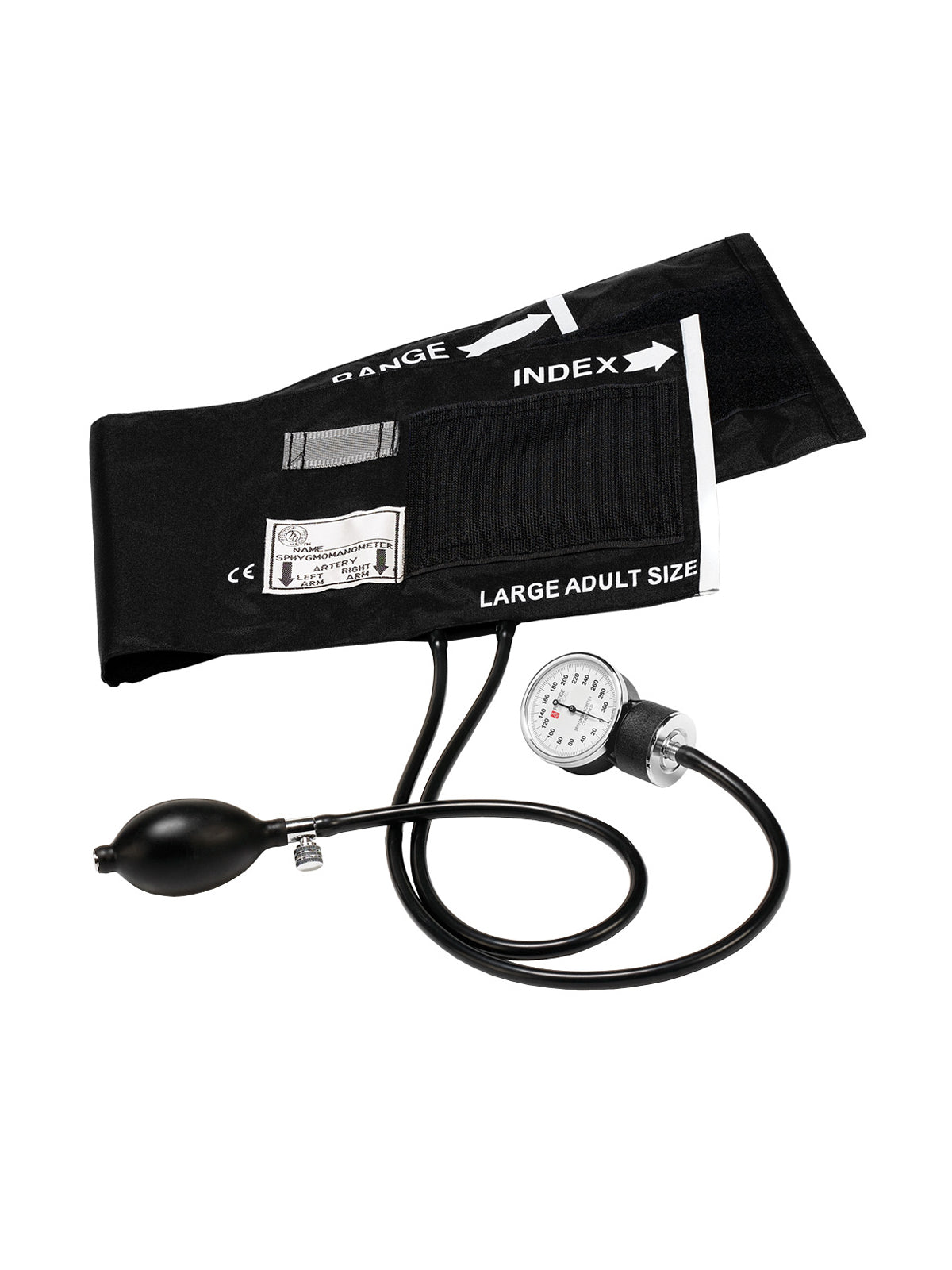 Premium Large Adult Aneroid Sphygmomanometer - 82OB - Black