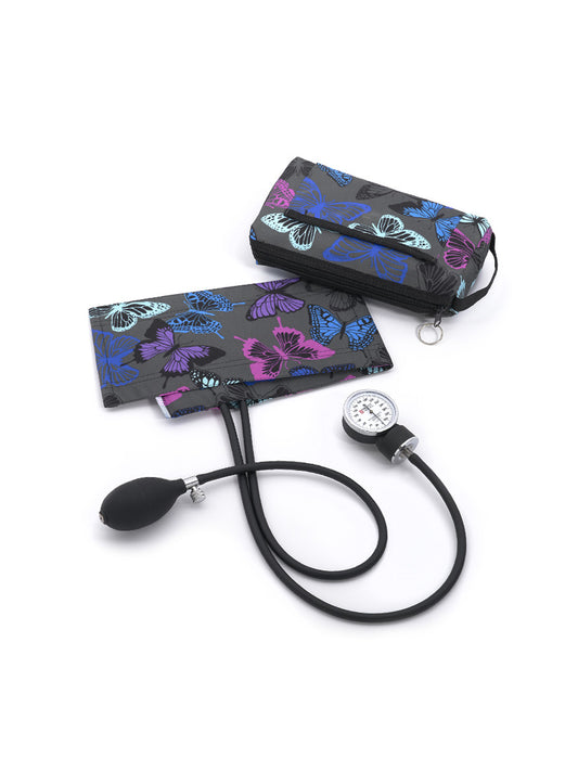 Premium Aneroid Sphygmomanometer & Carrying Case - 882 - Butterflies Grey