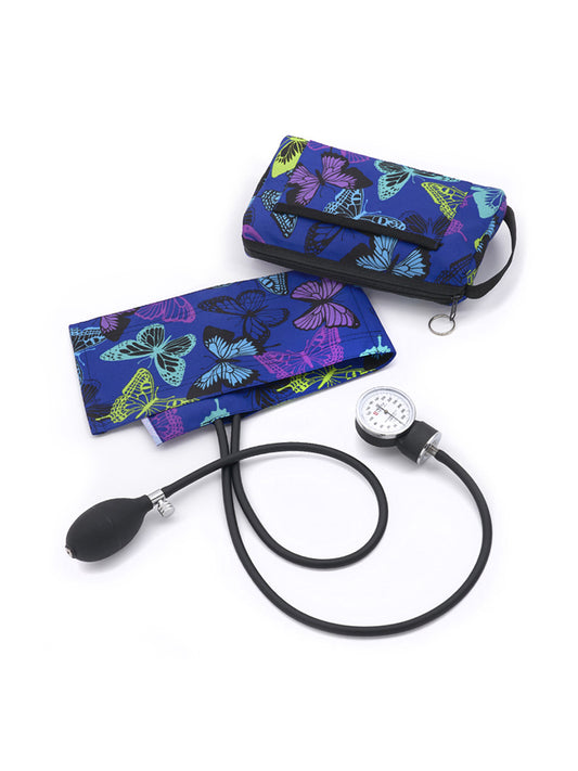 Premium Aneroid Sphygmomanometer & Carrying Case - 882 - Butterflies Navy