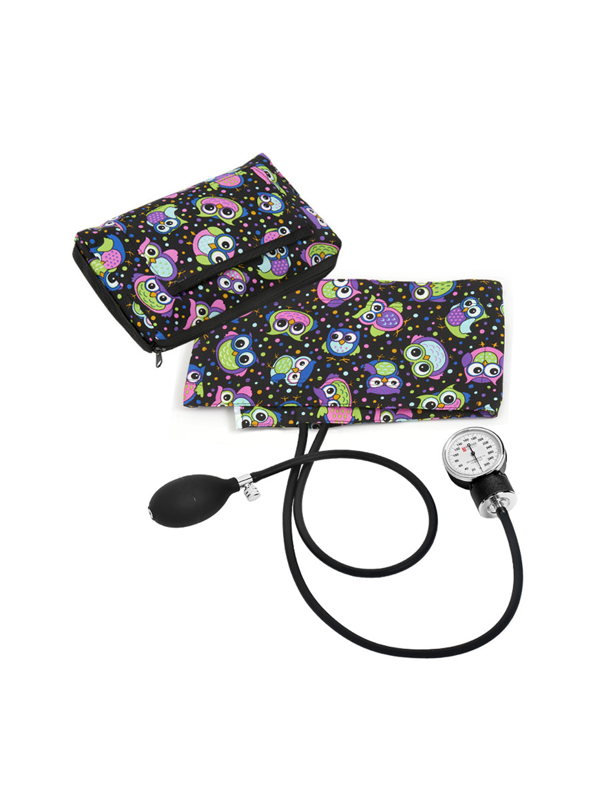 Premium Aneroid Sphygmomanometer & Carrying Case - 882 - Party Owls Black