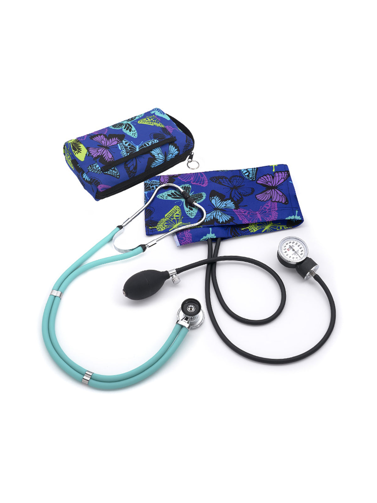 Aneroid Sphygmomanometer / Sprague-Rappaport Kit - A2 - Butterflies Navy