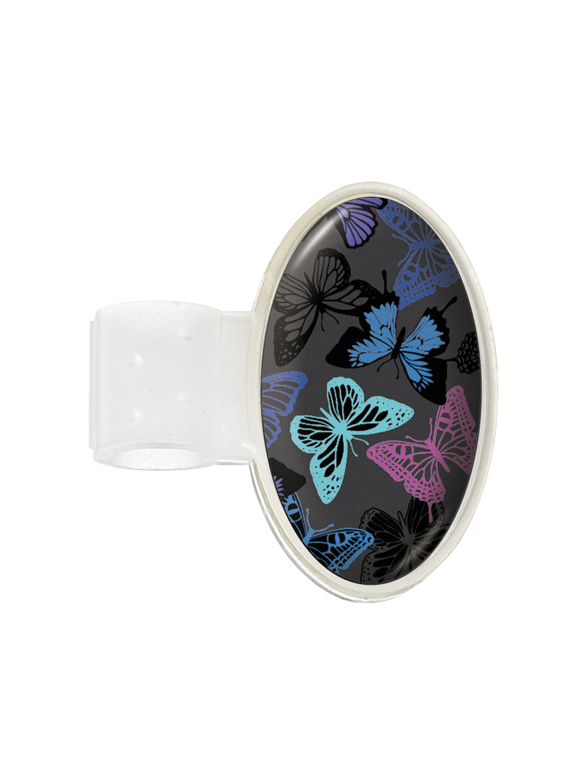 Printed Stethoscope ID Tag - S8 - Butterflies Grey
