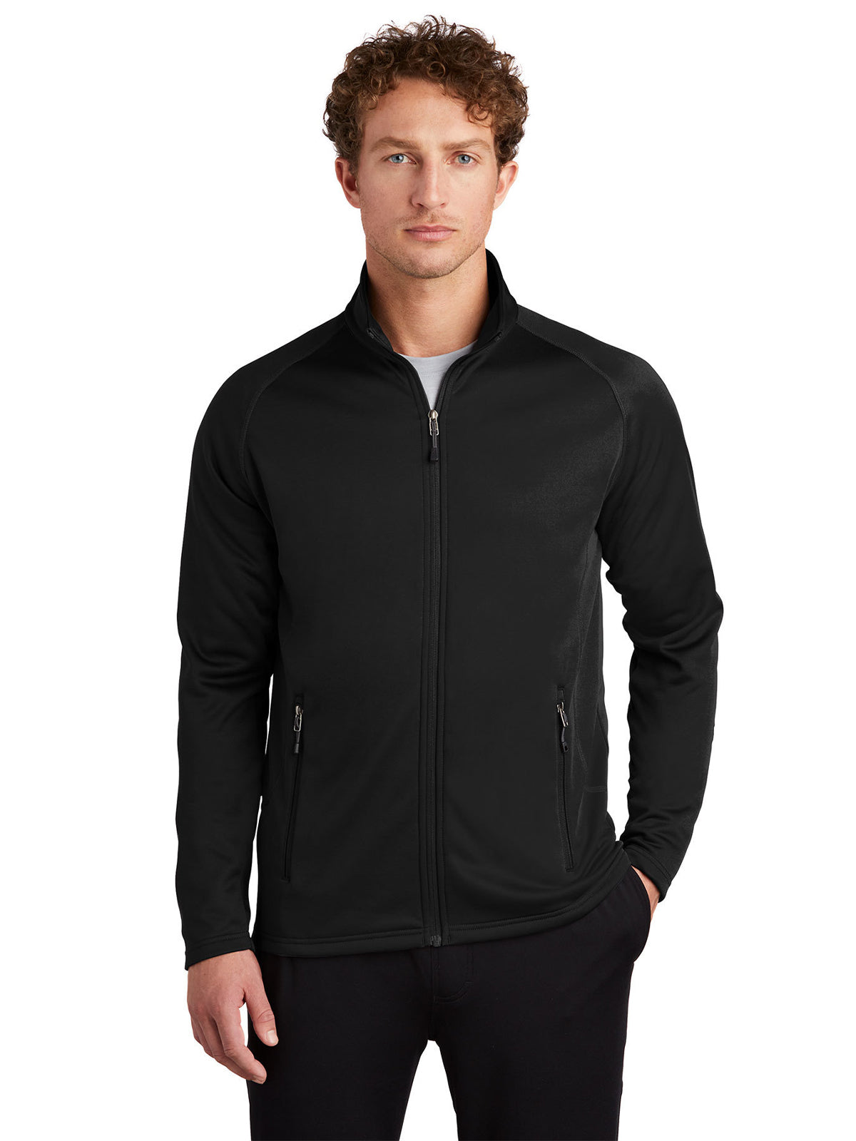 Men's Smooth Fleece Full Zip Jacket - EB246 - Black