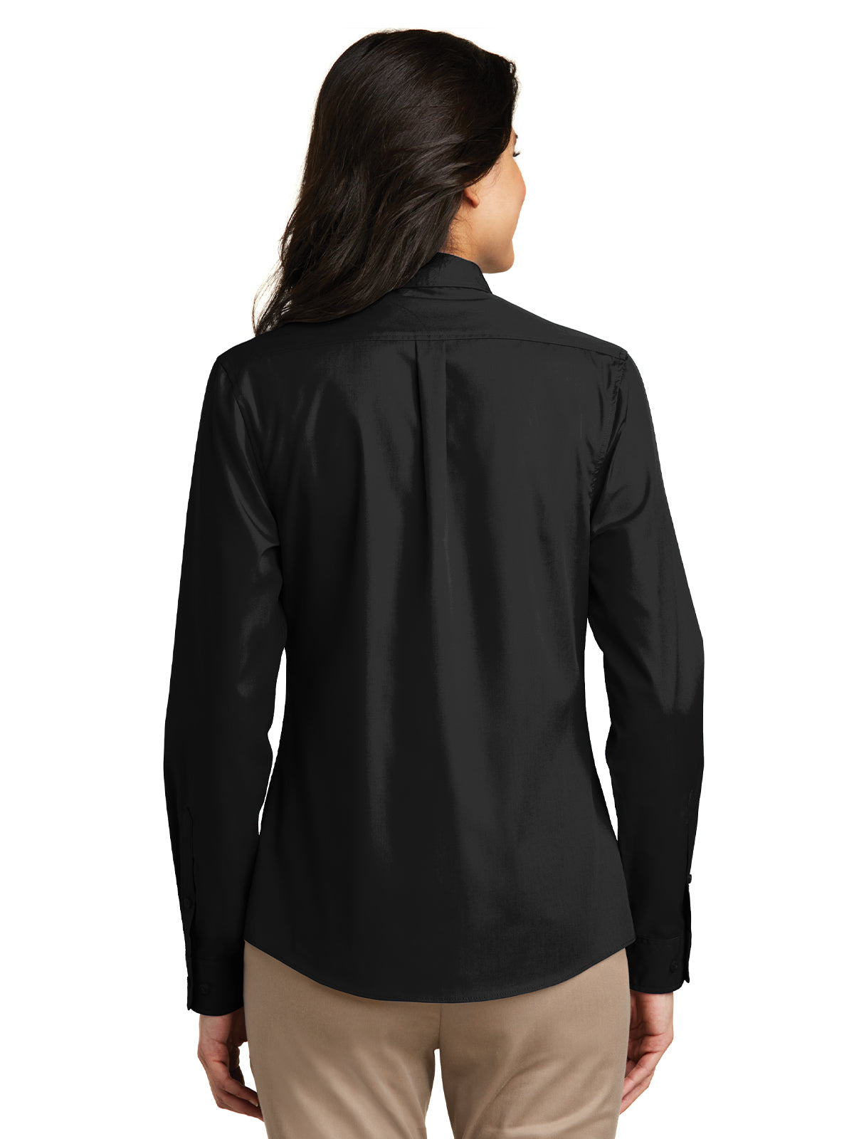 Women's Long Sleeve Poplin Shirt - LW100 - Deep Black