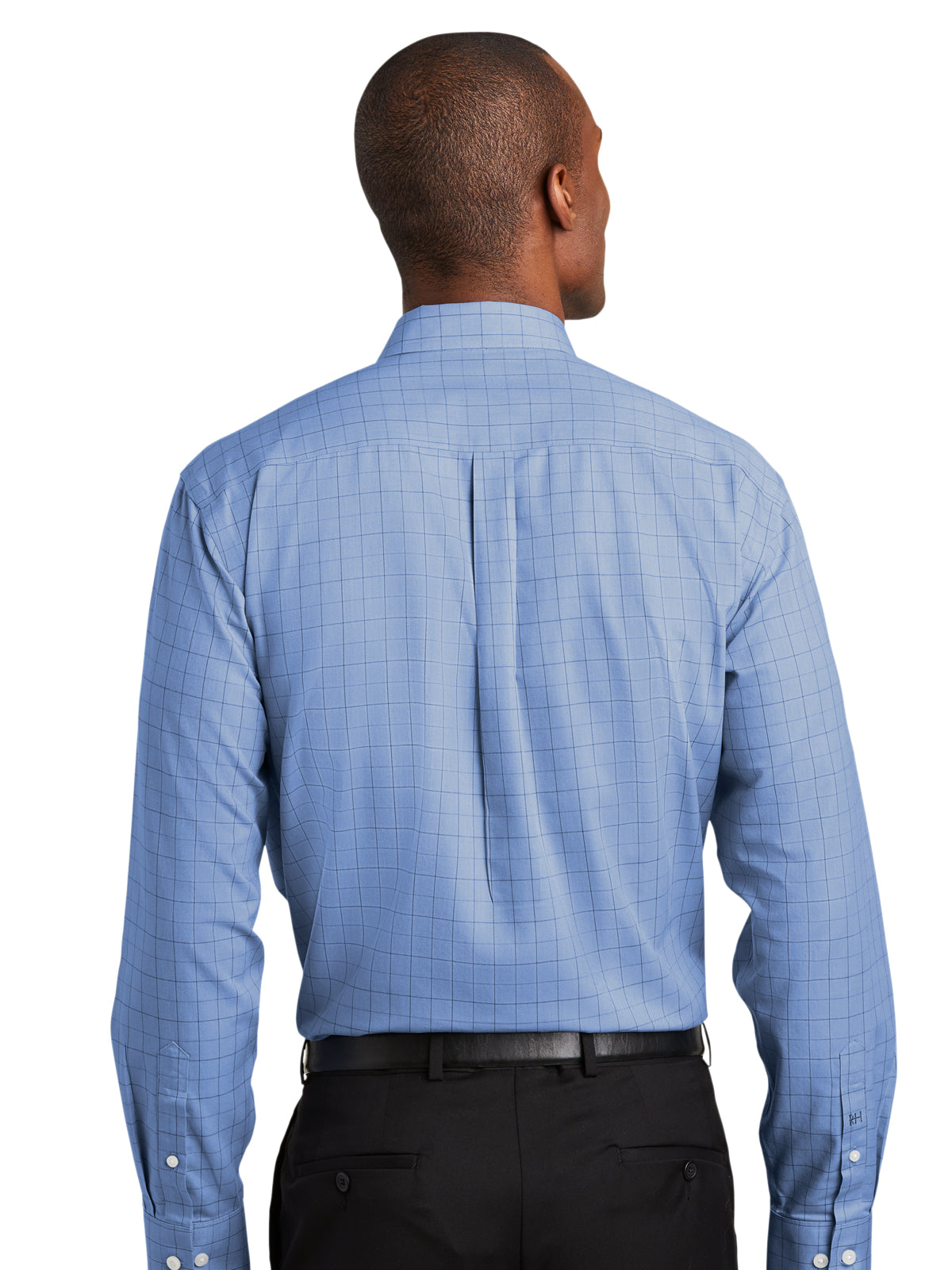 Men's Windowpane Plaid Non-Iron Shirt - RH70 - Blue