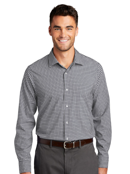 Men's City Stretch Button-Down Shirt - W680 - Graphite/White