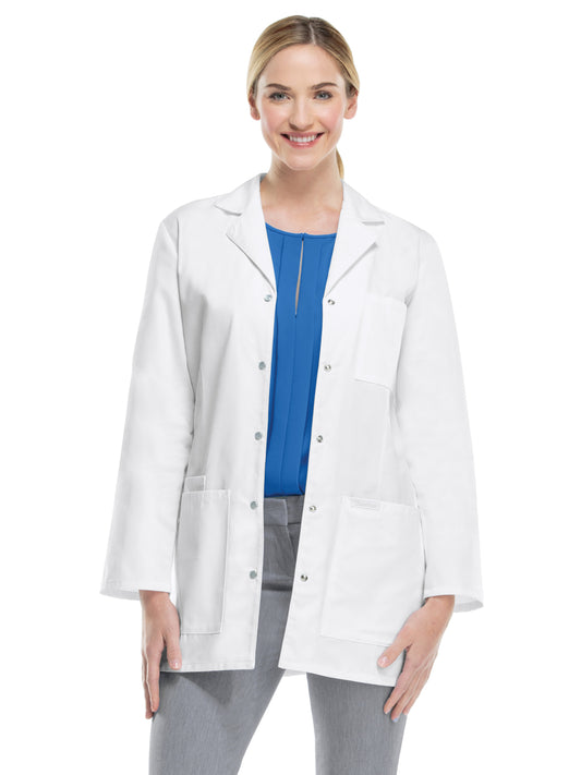 Women's Four-Pocket 32" Mid-Length Snap Front Lab Coat - 1369 - White