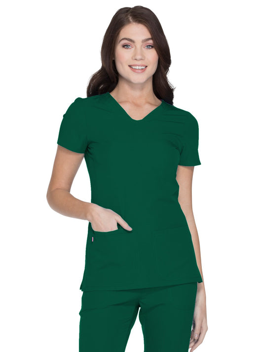 Women's Shaped V-Neck Top - 20710 - Hunter Green