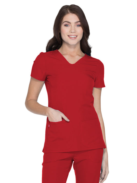 Women's Shaped V-Neck Top - 20710 - Red