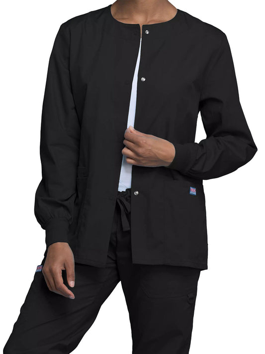 Women's Snap Front Scrub Jacket - 4350 - Black