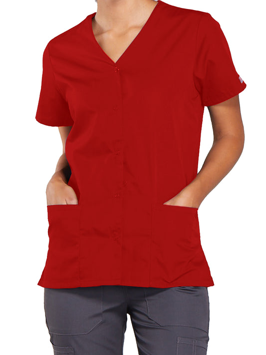 Women's Snap Front Scrub Top - 4770 - Red