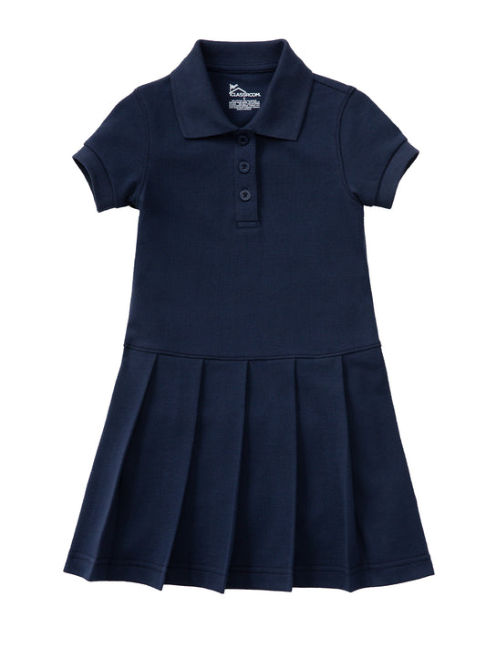 Girls' Pique Polo Dress - 54122 - Dark Navy