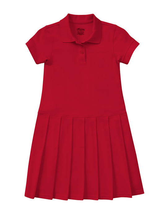 Girls' Pique Polo Dress - 54122 - Red