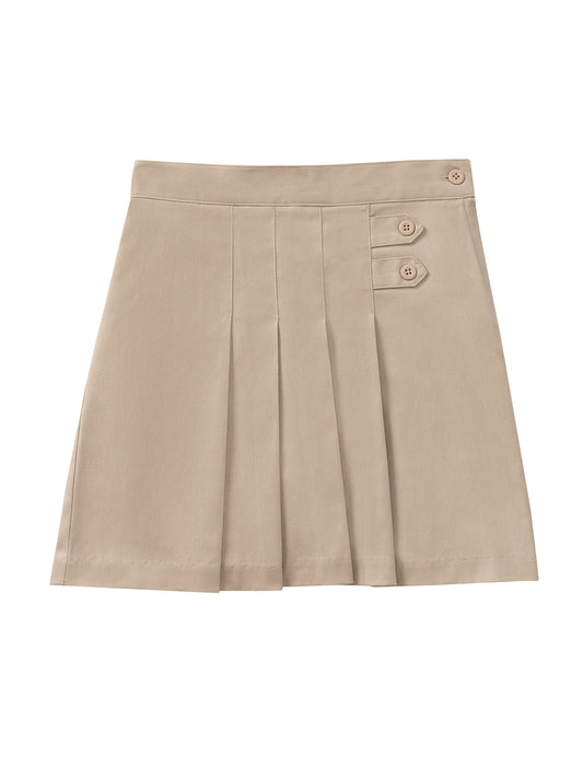 Girls' Stretch Pleated Tab Scooter - 55121AZ - Khaki