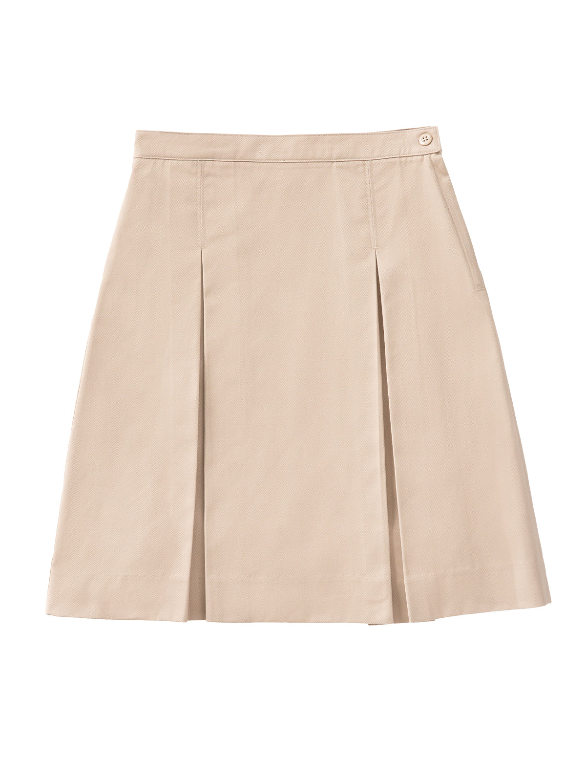 Girls' Plus Adjustable Longer Length Kick Pleat Skirt - 55793A - Khaki