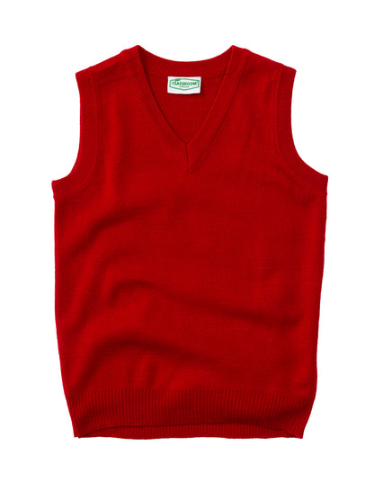 Youth Unisex V- Neck Sweater Vest - 56912 - Red