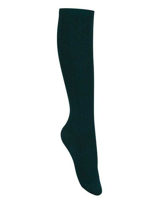 Girls/Junior Girls' Cable Knee Hi Socks 3 PK - 5HF102 - Hunter Green