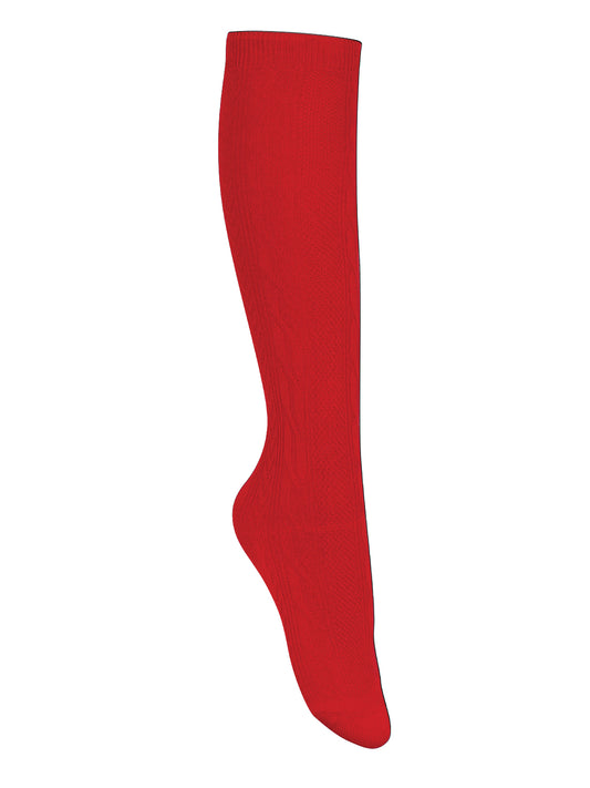 Girls/Junior Girls' Cable Knee Hi Socks 3 PK - 5HF102 - Red