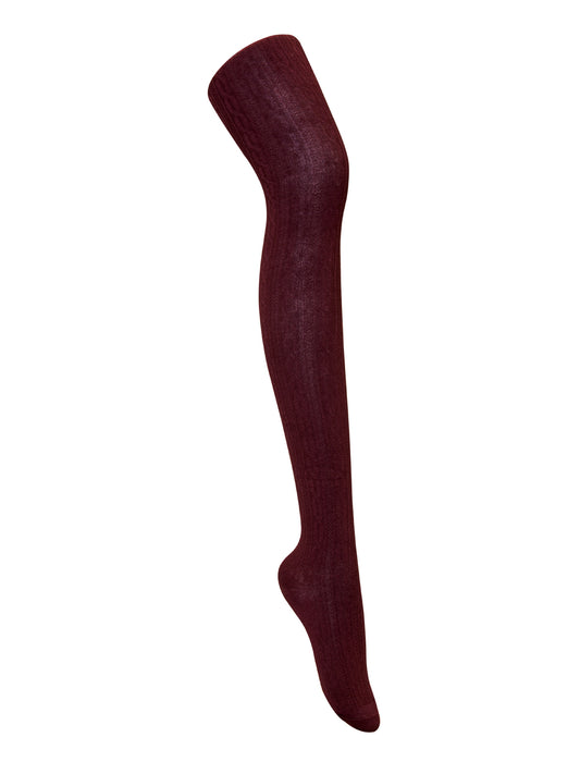 Girls' Cable Knit Tights - 5HF301 - Burgundy