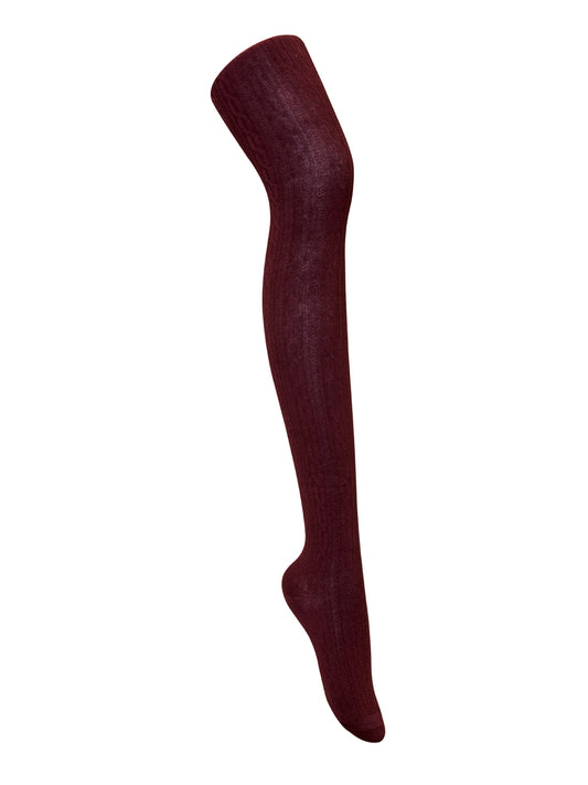 Junior Girls' Cable Knit Tights - 5HF302 - Burgundy