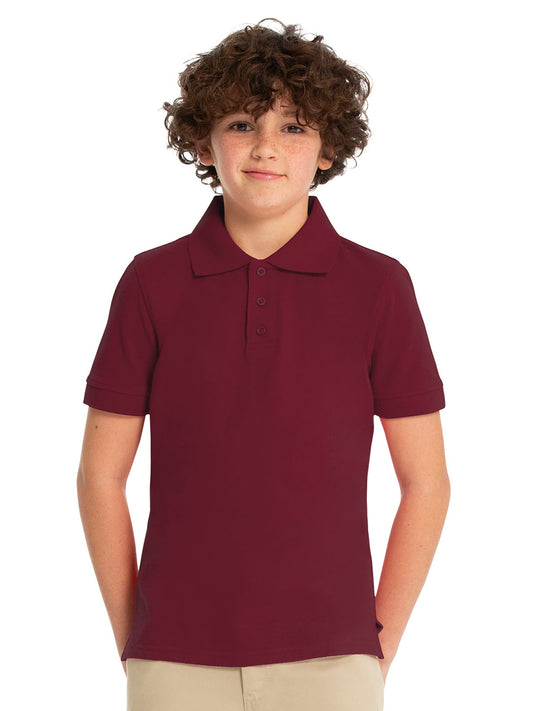 Unisex Youth Short Sleeve Pique Polo - 68112 - Burgundy