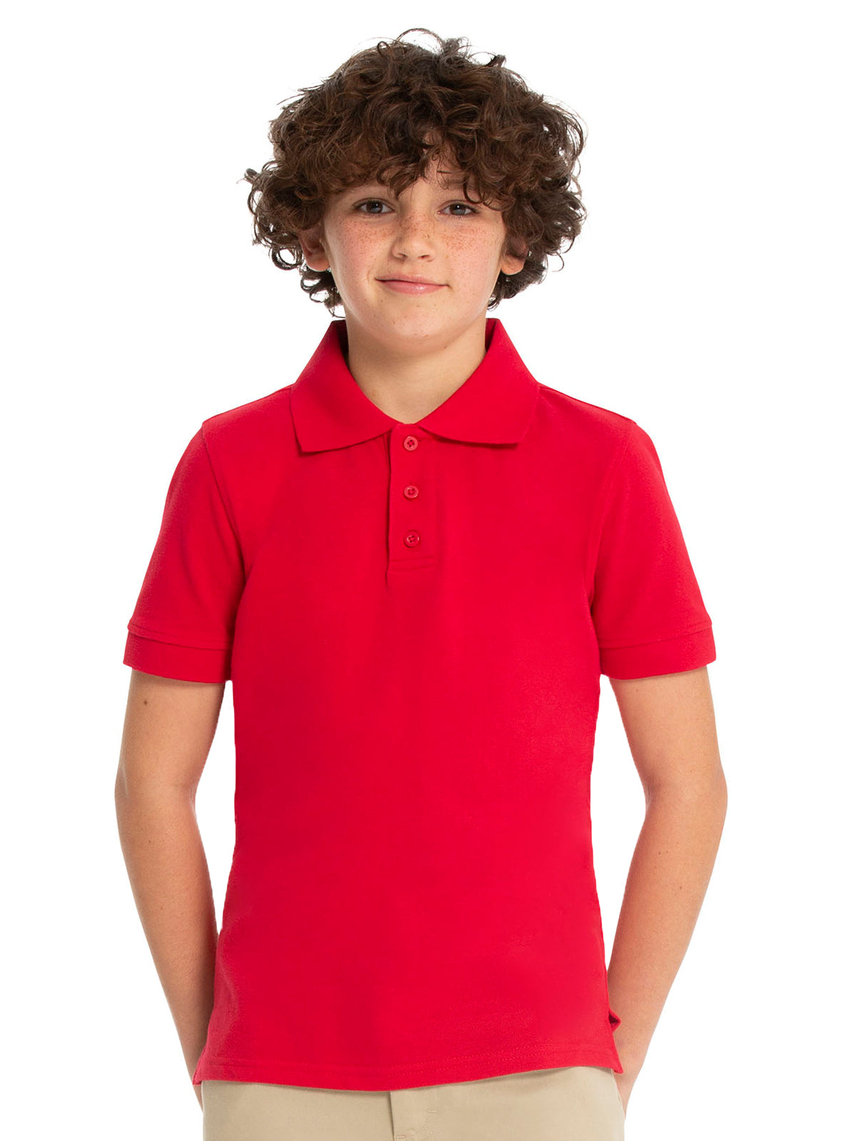 Unisex Youth Short Sleeve Pique Polo - 68112 - Red