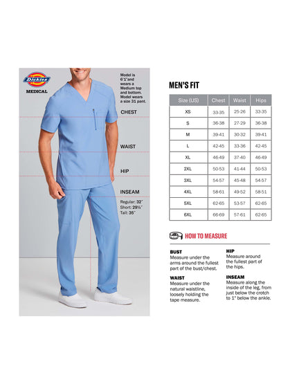 Men's 5-Pocket V-Neck Scrub Top - 81906 - Caribbean Blue