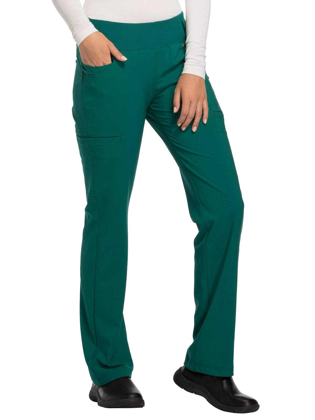 Mid Rise Straight Leg Comfort Knit Waistband Pull-on Pant - CK002 - Hunter Green