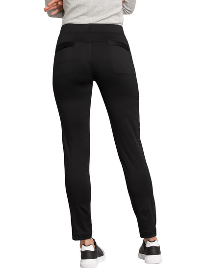Mid Rise Tapered Leg Drawstring Pant - CK055 - Black