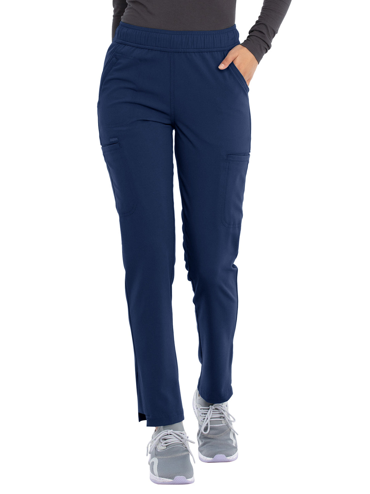 Women's Mid Rise Tapered Leg Elastic Waistband Drawstring Pant - CK140A - Navy