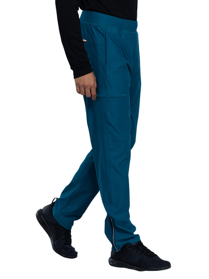 Men's Faux Front Fly Tapered Leg Pull-on Scrub Pant - CK185 - Caribbean Blue