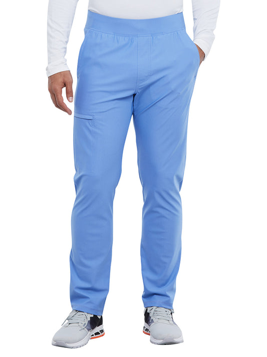 Men's Faux Front Fly Tapered Leg Pull-on Scrub Pant - CK185 - Ciel Blue