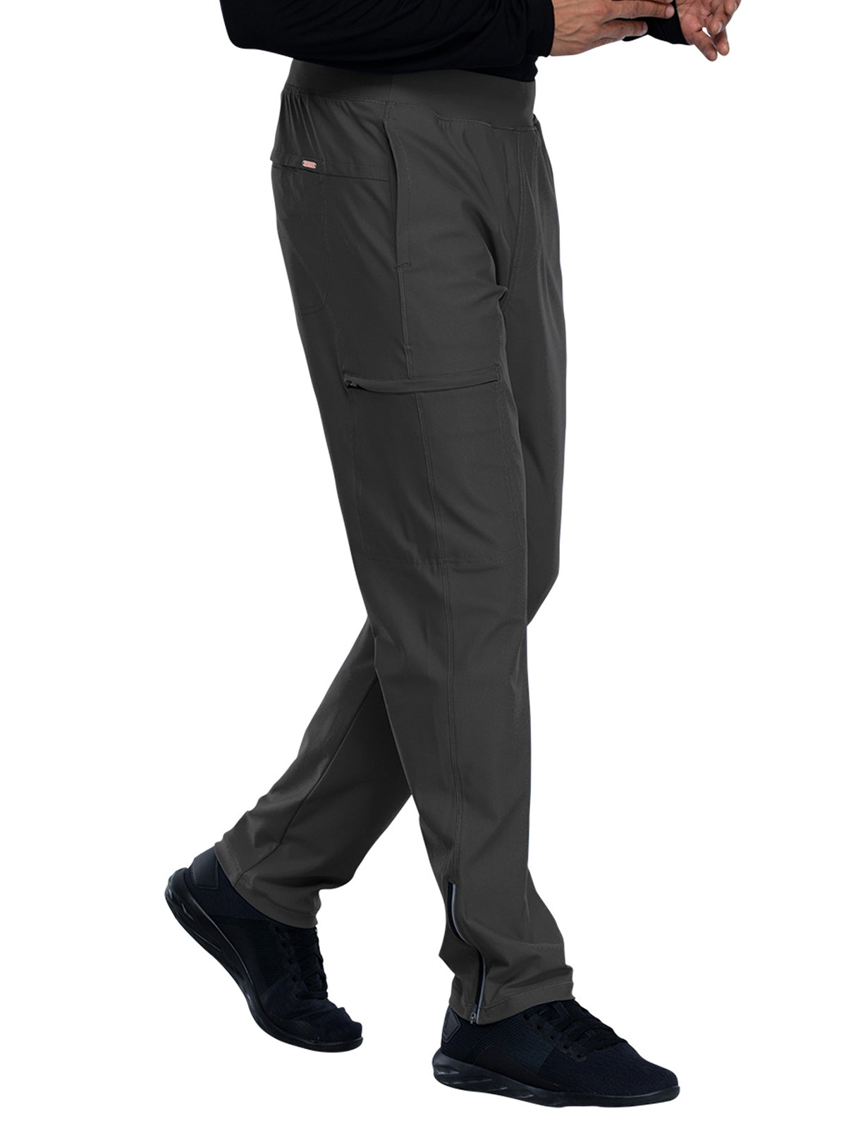 Men's Faux Front Fly Tapered Leg Pull-on Scrub Pant - CK185 - Pewter