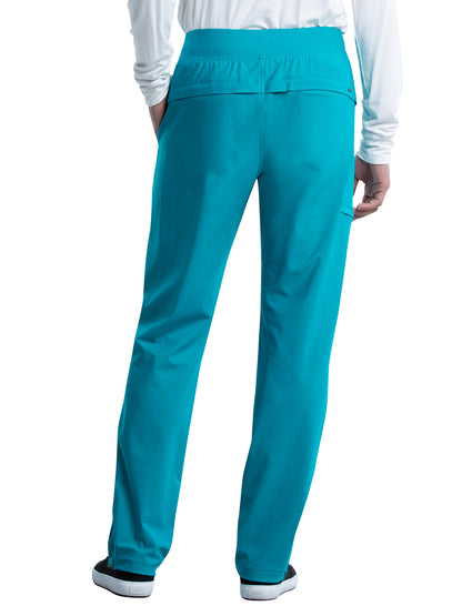 Men's Faux Front Fly Tapered Leg Pull-on Scrub Pant - CK185 - Teal Blue