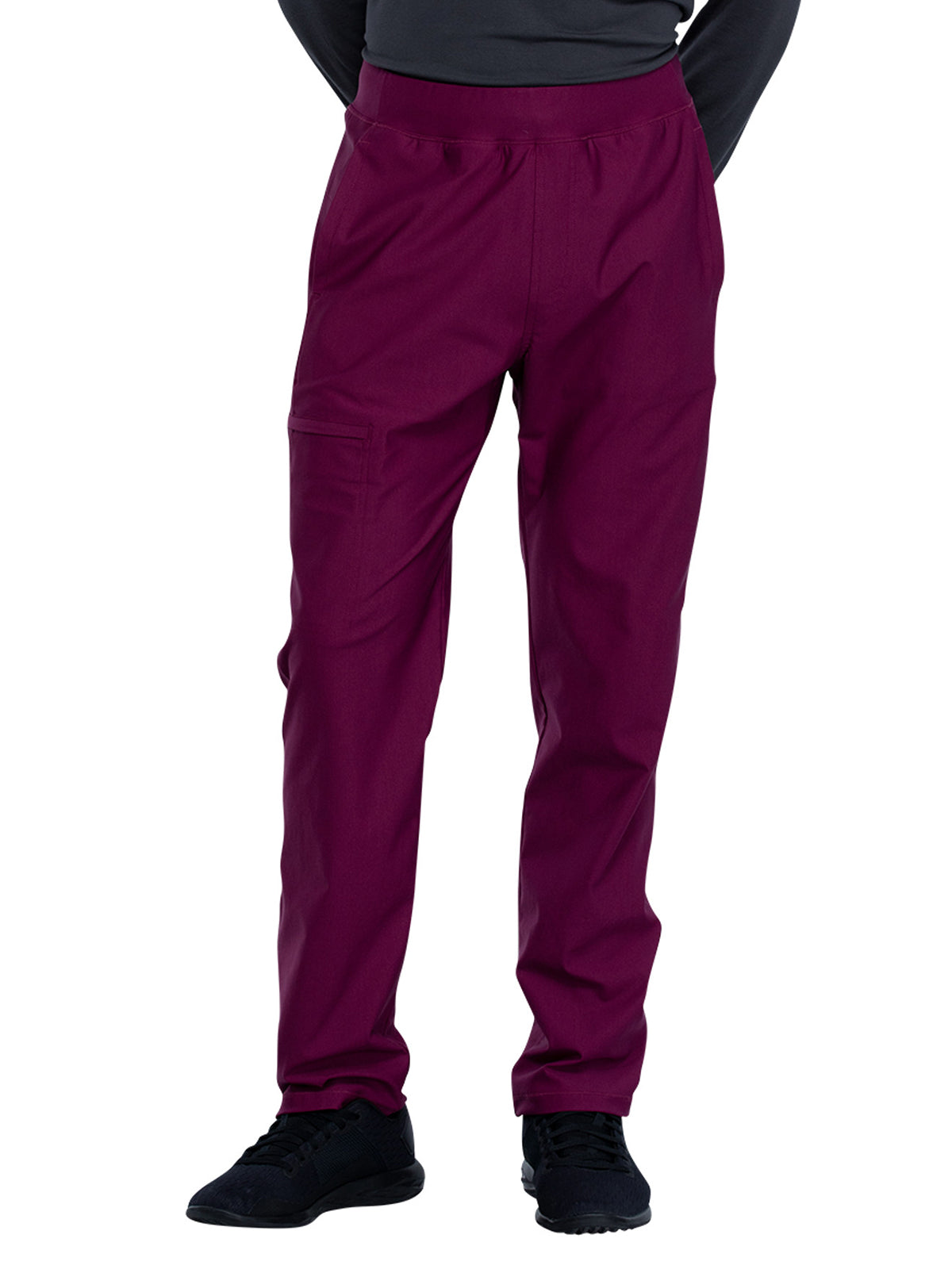 Men's Faux Front Fly Tapered Leg Pull-on Scrub Pant - CK185 - Wine
